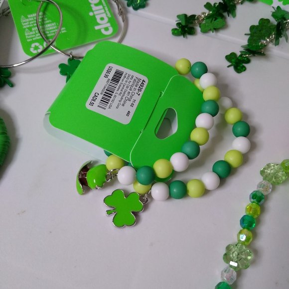 14 Pc Lucky Clover Claire's Variety Jewelry Lot Necklace Bracelet Earrings - Picture 8 of 15